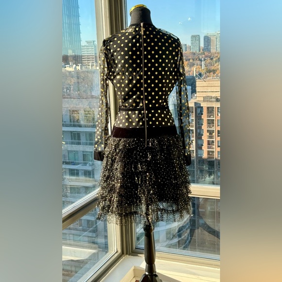 🆕 BRONX & BANCO 🧿 NWT Suns Mesh & Velvet Fit & Flare Mini Dress - Sz L - US 8 - Picture 9 of 16